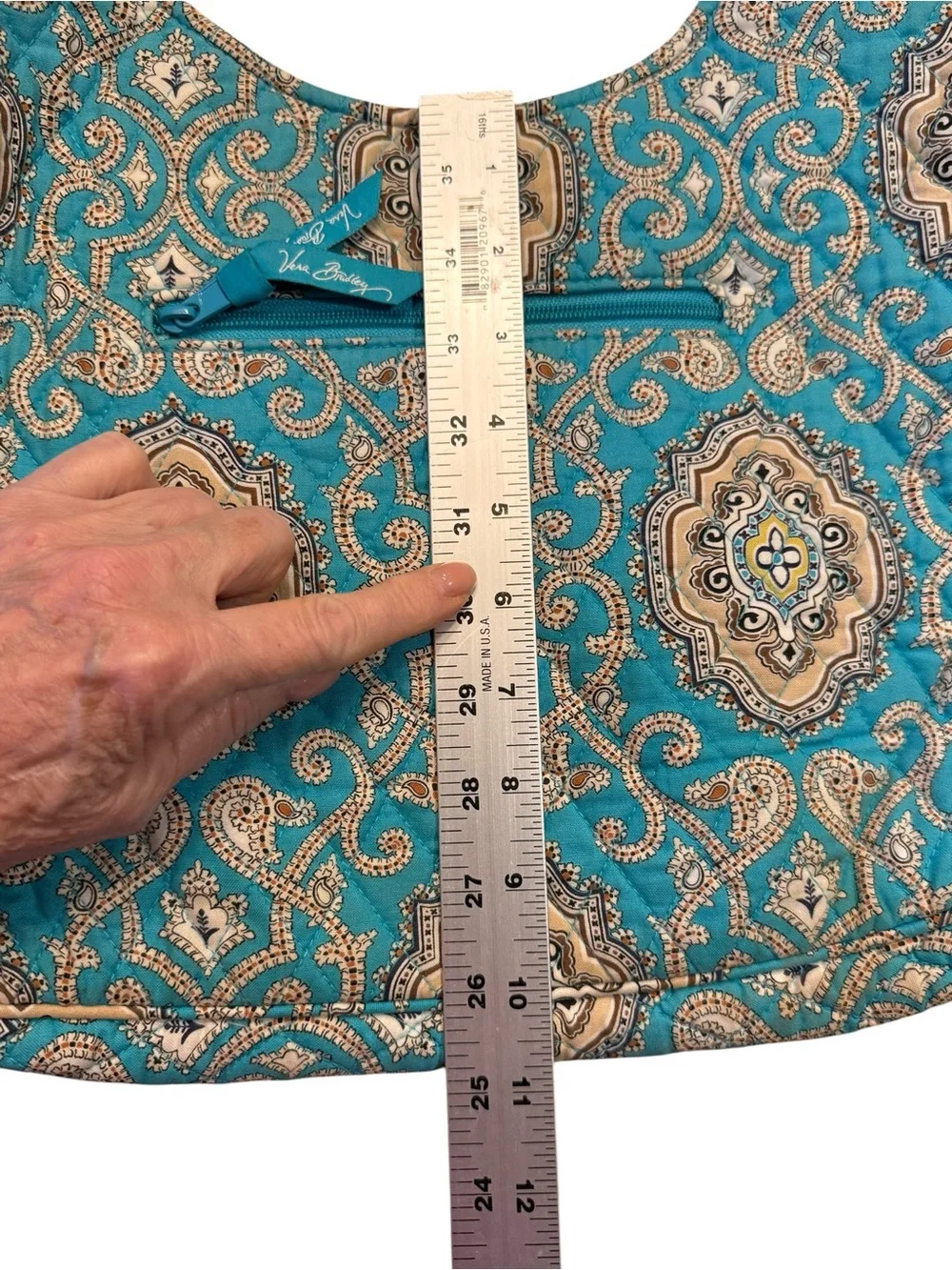 Vera Bradley Totally Turquoise Stylish Teal Patterned Hobo Style Shoulder Bag